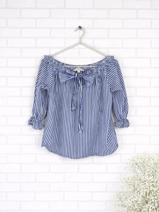 J.O.A. Tops - J.O.A. Off The Shoulder Stripe Top on Blue…